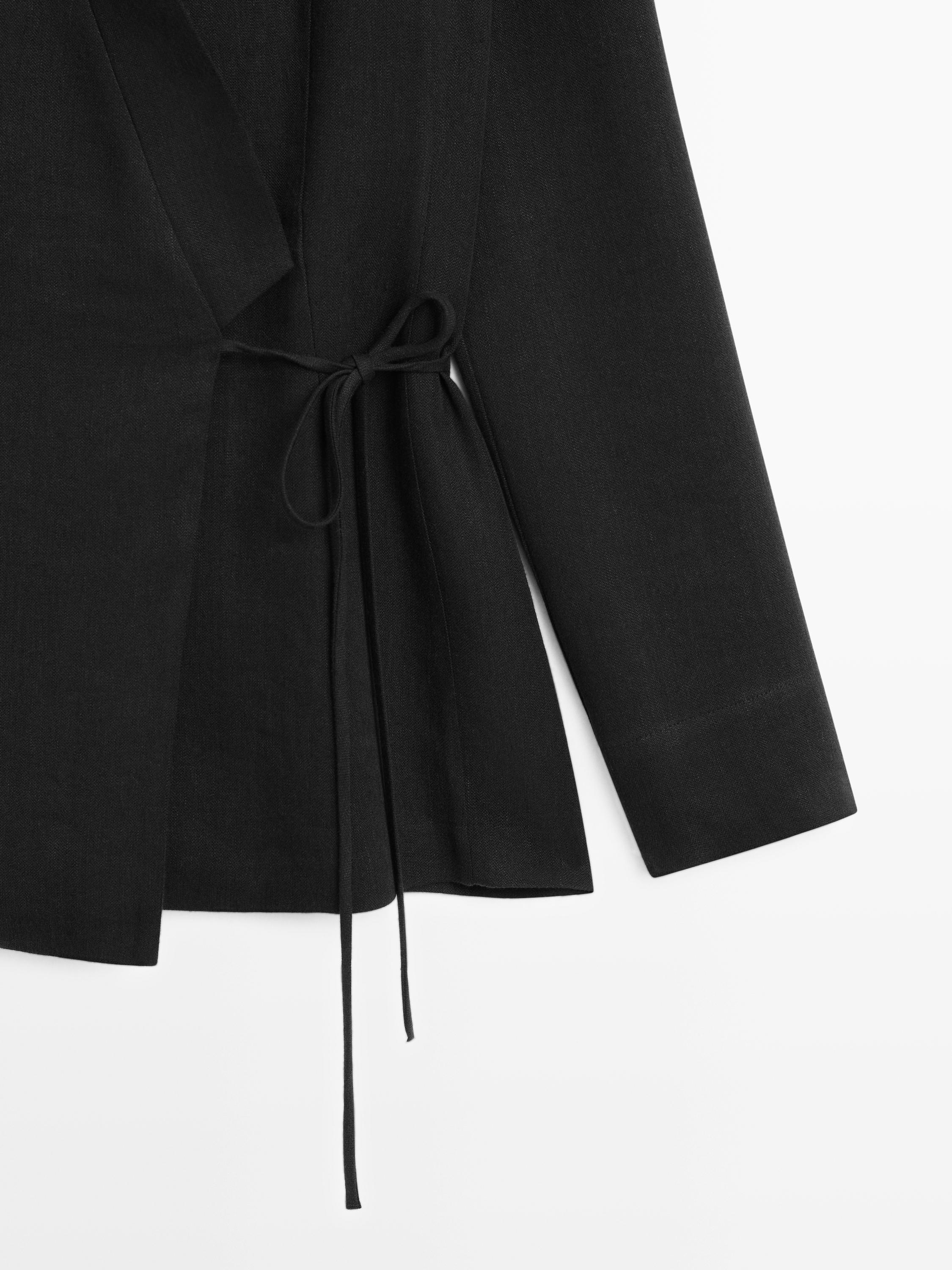 Fitted linen blend kimono
